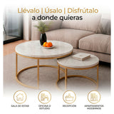 MESAS CENTRO DE SALA DOBLE DORADA