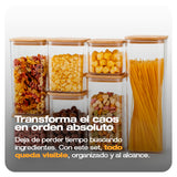 RECIPIENTES HERMETICOS x7 TAPA DE MADERA