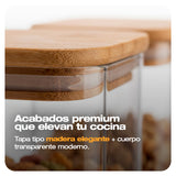 RECIPIENTES HERMETICOS x7 TAPA DE MADERA
